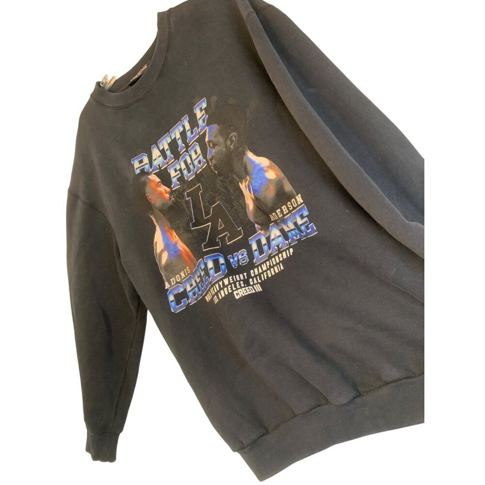 Creed III Black Crew Sweatshirt Battle For LA Graphic L Creed vs Dame RR10484